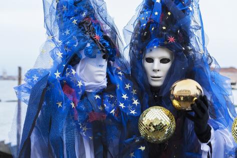 Colourful masks and costumes of the Carnival of Venice, famous festival worldwide, Venice, Veneto,